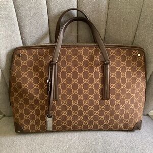 🛍️HOLD🛍️Vintage GUCCI 001-4281 Brown Canvas Zipped tote